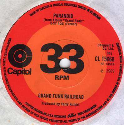 Paranoid. Grand Funk copy